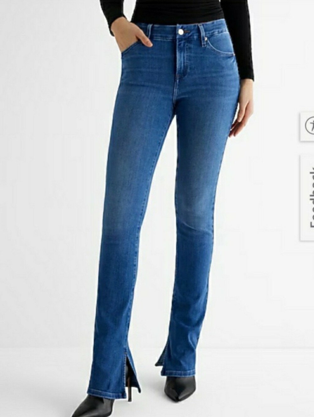 Express Skyscraper Mid Rise Ultra Hyper Stretch Jeans Split Hem Size L